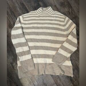 Industry Republic Striped Sweater Cowl Neck Cream Large